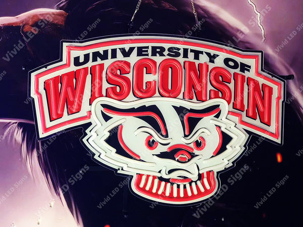 Wisconsin Badgers LED Neon Sign Light Lamp WIth Dimmer