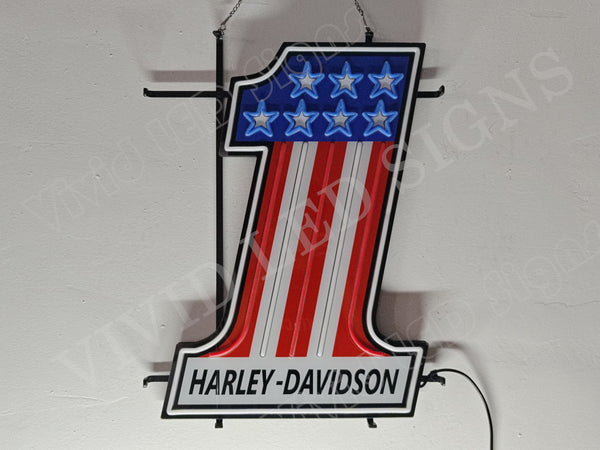 Harley Davidson Number One LED Neon Sign Light Lamp With Dimmer