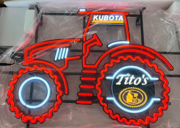 Kubota Tractor Tito's Handmade Vodka LED Neon Sign Light Lamp With Dimmer