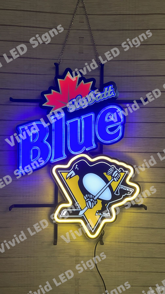 Labatt Blue Beer Pittsburgh Penguins LED Neon Sign Light Lamp