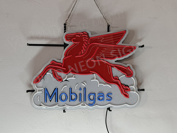 Mobilgas Pegasus Horse LED Neon Sign Light Lamp With Dimmer