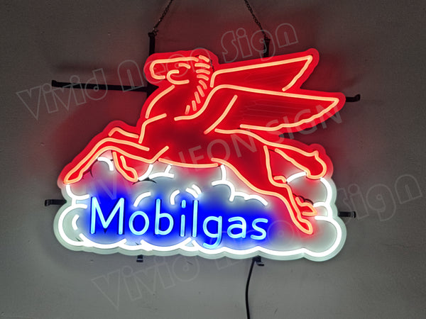 Mobilgas Pegasus Horse LED Neon Sign Light Lamp With Dimmer