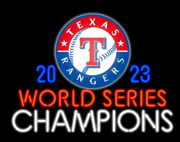 Texas Rangers Baseball 2023 World Series Champions Neon Sign Light Lamp