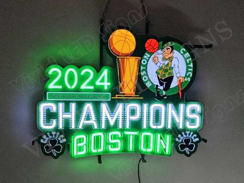 Boston Celtics 2024 Champions LED Neon Sign Light Lamp