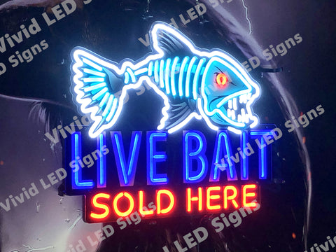 Live Bait Sold Here Fish LED Neon Sign Light Lamp