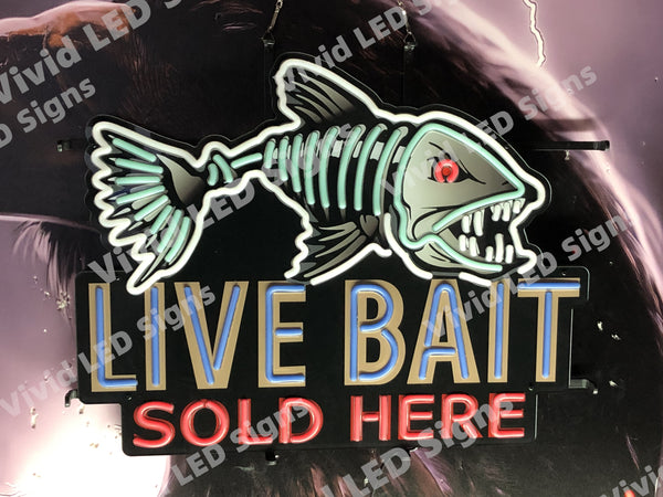 Live Bait Sold Here Fish LED Neon Sign Light Lamp