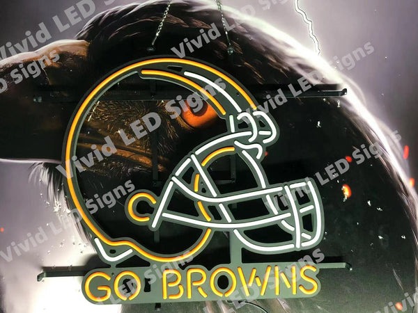 Cleveland Browns Helmet Go Browns LED Neon Sign Light Lamp