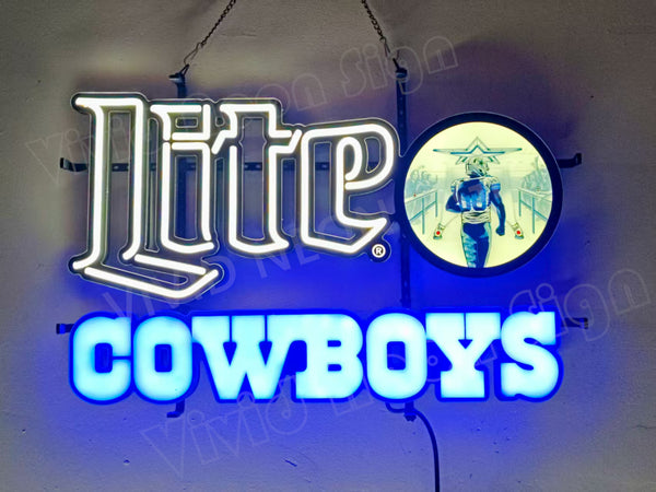 Dallas Cowboys Lager Beer LED Neon Sign Light Lamp With Dimmer