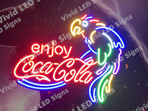 Enjoy Coca Cola Coke Parrot LED Neon Sign Light Lamp