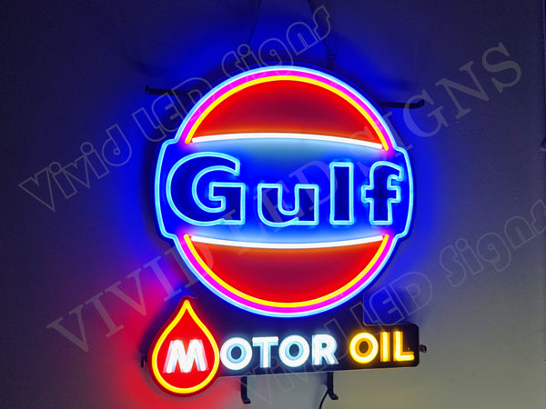 Gulf Motor Oil LED Neon Sign Light Lamp