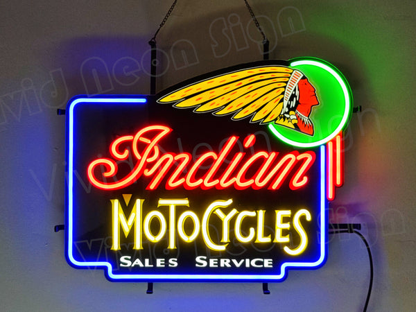 Indian Motorcycle Logo LED Neon Sign Light Lamp With Dimmer