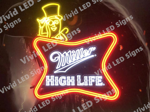 Miller High Life and Mr. Peanut Beer  LED Neon Sign Light Lamp