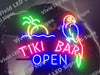 Tiki Bar Open Island Parrot LED Neon Sign Light Lamp