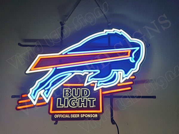 Buffalo Bills Bud Light Beer LED Neon Sign Light Lamp With Dimmer