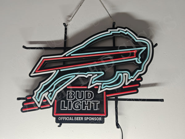 Buffalo Bills Bud Light Beer LED Neon Sign Light Lamp With Dimmer