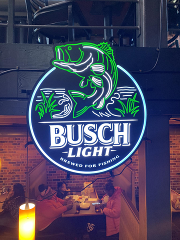 Busch Light Beer Bass Fish LED Neon Sign Light Lamp With Dimmer Version II