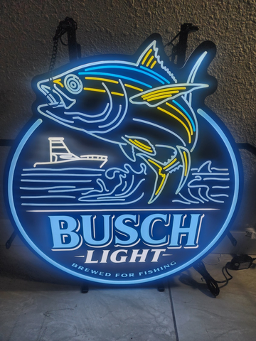 Busch Light Beer Bass Fish LED Neon Sign Light Lamp With Dimmer Version III