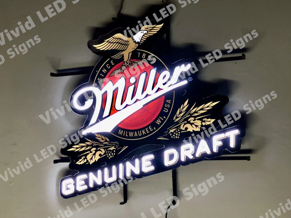 MGD Genuine Draft Lite Beer LED Neon Sign Light Lamp