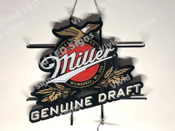 MGD Genuine Draft Lite Beer LED Neon Sign Light Lamp