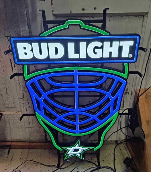 Bud Light Dallas Stars NHL Hockey LED Neon Sign Light Lamp