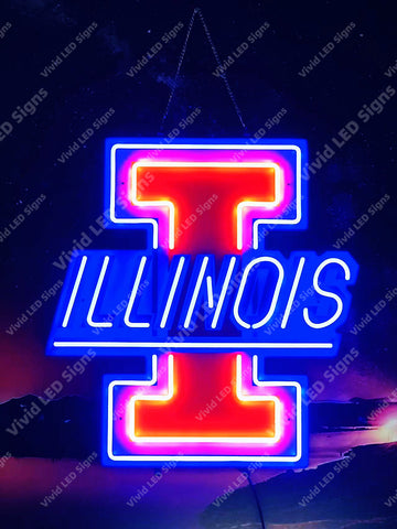 Illinois Fighting Illini LED Neon Sign Light Lamp WIth Dimmer