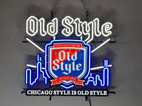 Old Style Beer Chicago Skyline LED Neon Sign Light Lamp With Dimmer