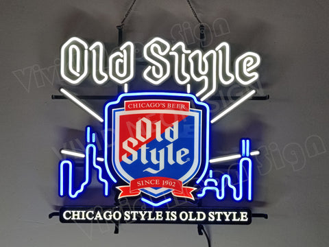 Old Style Beer Chicago Skyline LED Neon Sign Light Lamp With Dimmer