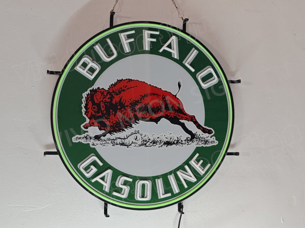Buffalo Gasoline Oli Gas LED Neon Sign Light Lamp With Dimmer