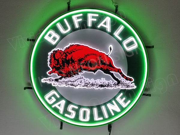 Buffalo Gasoline Oli Gas LED Neon Sign Light Lamp With Dimmer