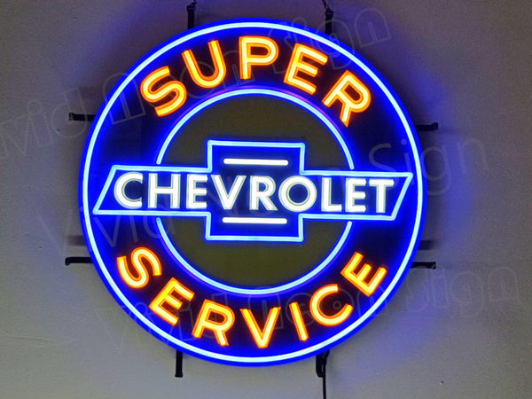 Chevrolet Super Service LED Neon Sign Light Lamp With Dimmer