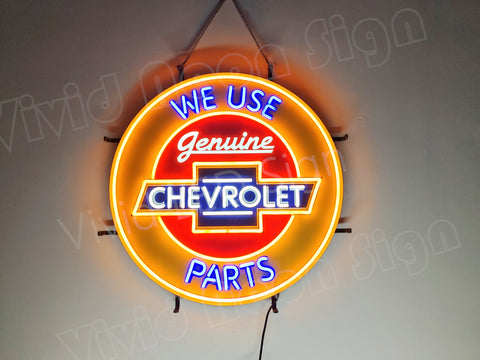Chevrolet We Use Genuine Parts LED Neon Sign Light Lamp With Dimmer