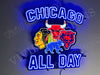 Chicago All Day Bears Cubs Blackhawks Bulls LED Neon Sign Light Lamp