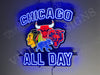 Chicago All Day Bears Cubs Blackhawks Bulls LED Neon Sign Light Lamp