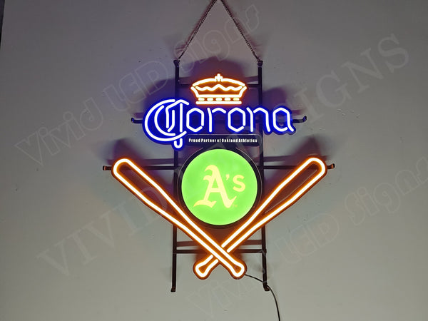 Corona Oakland Athletics Baseball LED Neon Sign Light Lamp With Dimmer