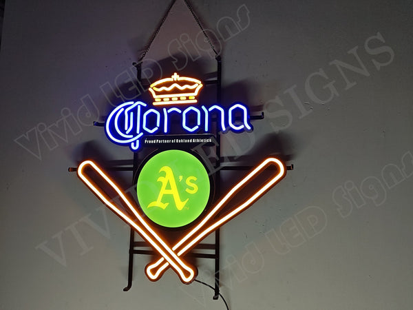Corona Oakland Athletics Baseball LED Neon Sign Light Lamp With Dimmer