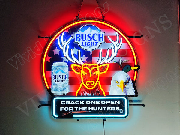 Crack One Open For The Hunters Busch Light LED Neon Sign Light Lamp