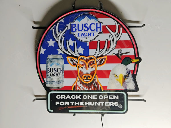 Crack One Open For The Hunters Busch Light LED Neon Sign Light Lamp