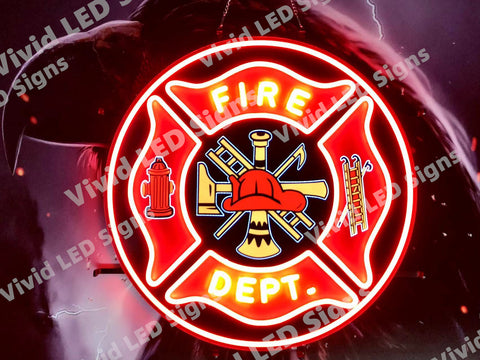 Firefighter Fire Department LED Neon Sign Light Lamp