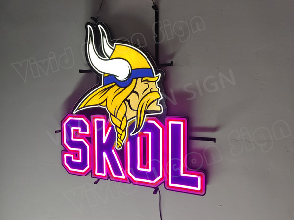 Minnesota Vikings Skol LED Neon Sign Light Lamp With Dimmer