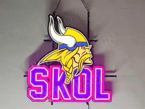 Minnesota Vikings Skol LED Neon Sign Light Lamp With Dimmer
