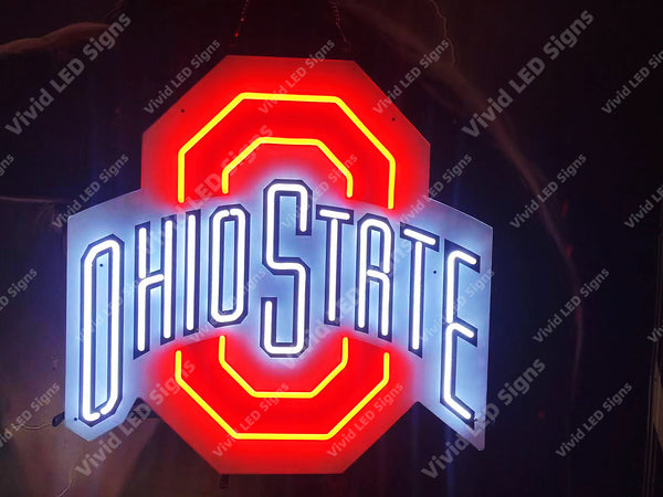 Ohio State Buckeyes LED Neon Sign Light Lamp WIth Dimmer