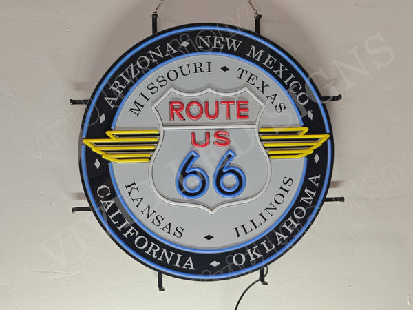 Route 66 Highway LED Neon Sign Light Lamp With Dimmer