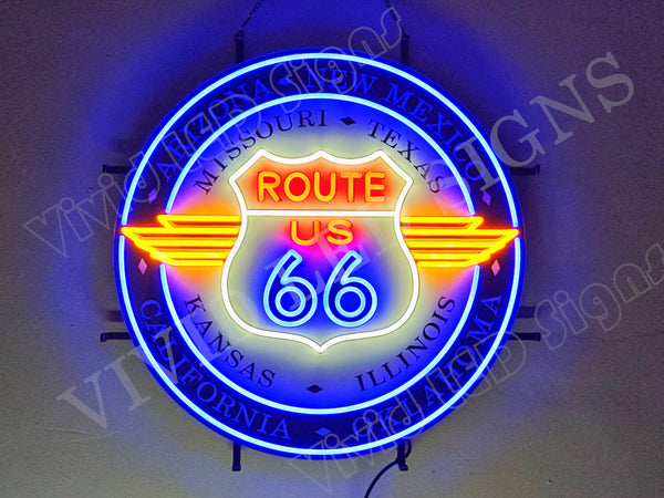 Route 66 Highway LED Neon Sign Light Lamp With Dimmer