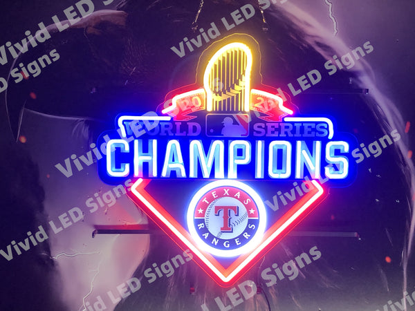 Texas Rangers 2023 Champions LED Neon Sign Light Lamp