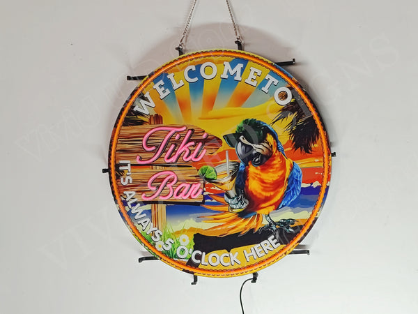 Welcome To  Tiki Bar It's Always 5 O' Clock Here LED Neon Sign Light Lamp