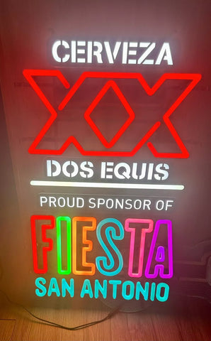 Dos Equis Cerveza San Antonio Fiesta LED Neon Sign Light Lamp