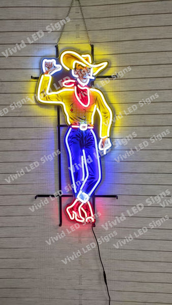 Las Vegas Cowboy LED Neon Sign Light Lamp