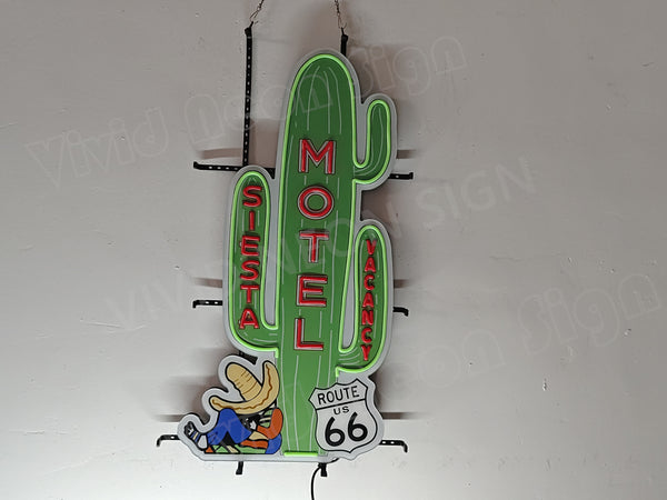 Route 66 Siesta Motel LED Neon Sign Light Lamp With Dimmer
