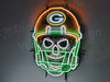 Green Bay Packers Helmet Skull LED Neon Sign Light Lamp With Dimmer