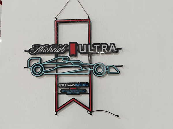 Michelob Ultra Beer Formula 1 Williams Racing Car Game LED Neon Sign Light Lamp
